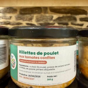 Rillettes de poulet aux tomates confites