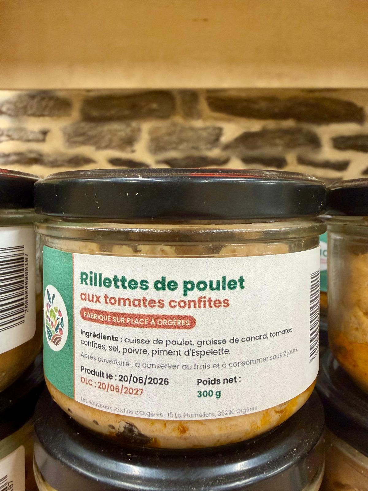 Rillettes de poulet aux tomates confites
