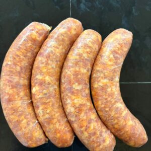Saucisses au piment d'Espelette de la ferme, paquet de 4